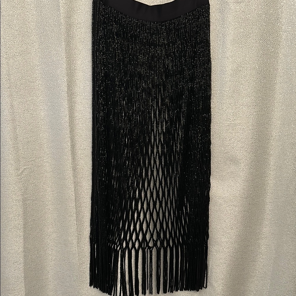 Elegant Black Fringe Skirt